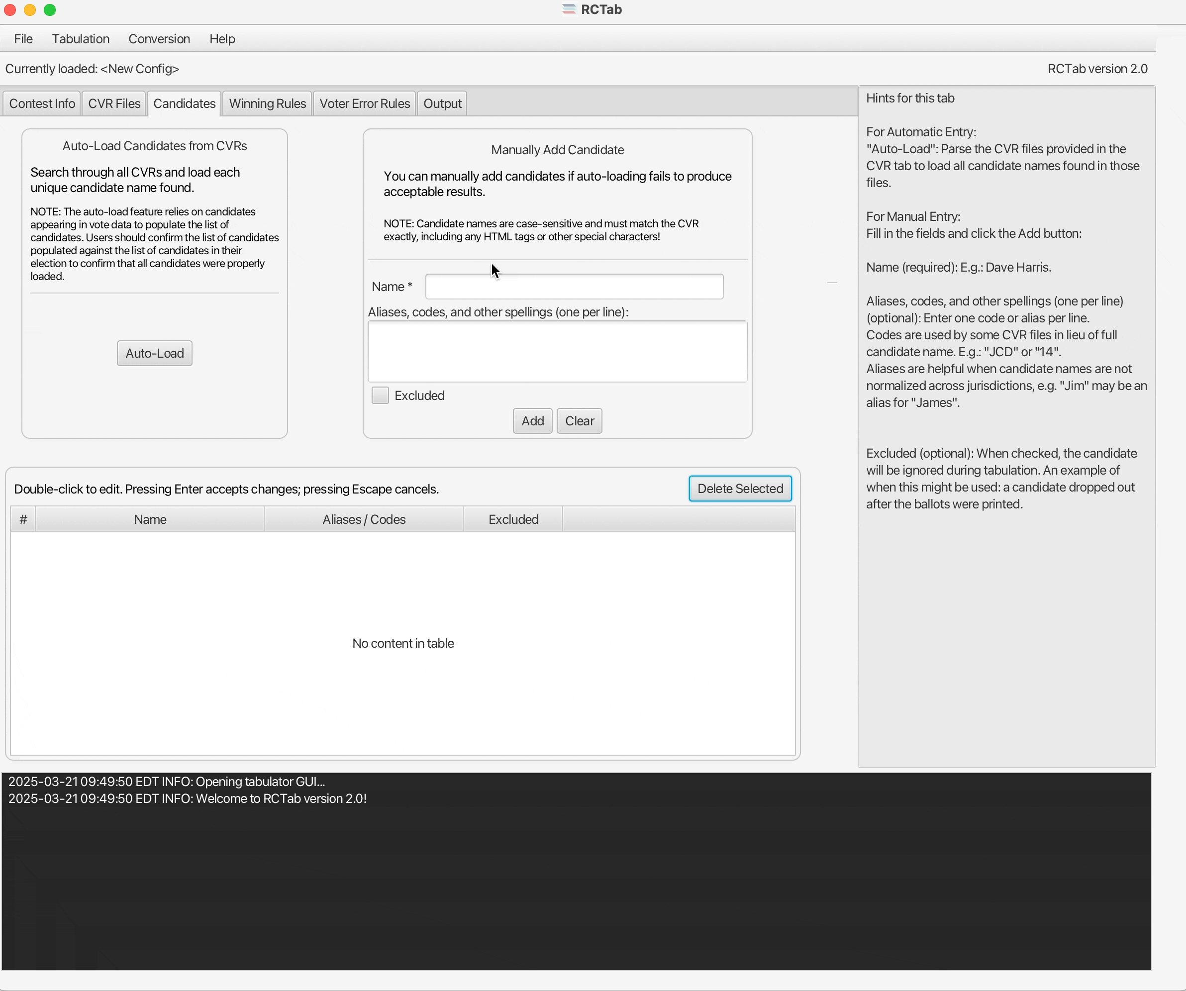 Manually Adding Candidates