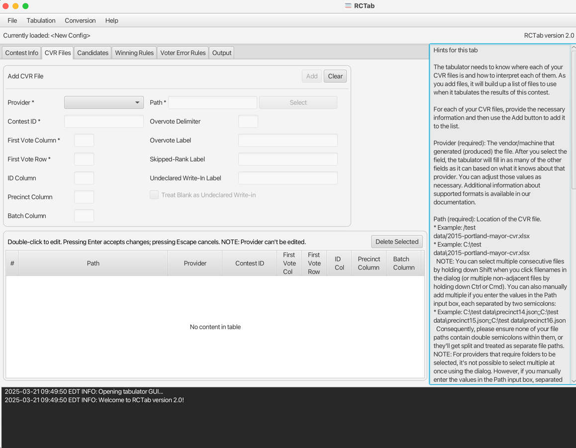 CVR Files Tab