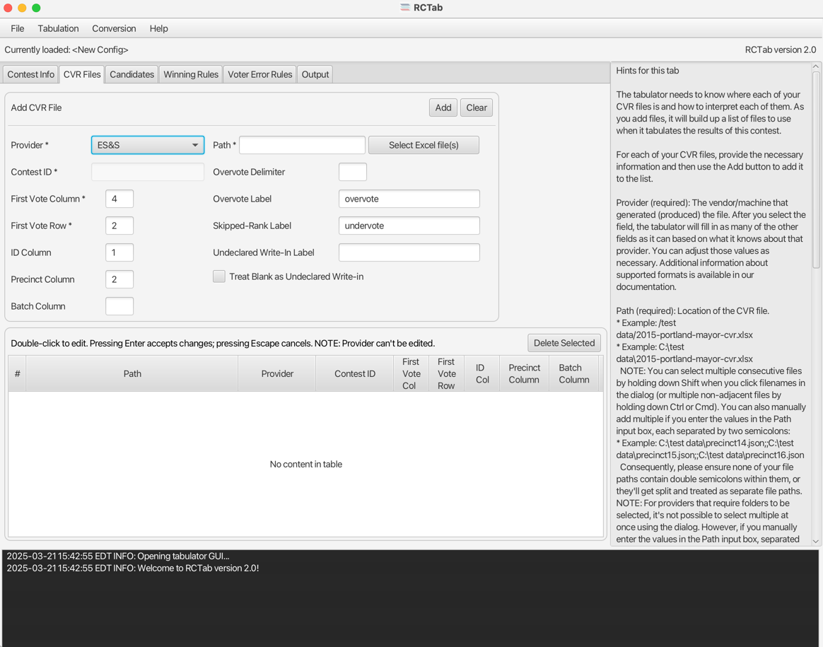 CVR Files Tab - ES&S Empty