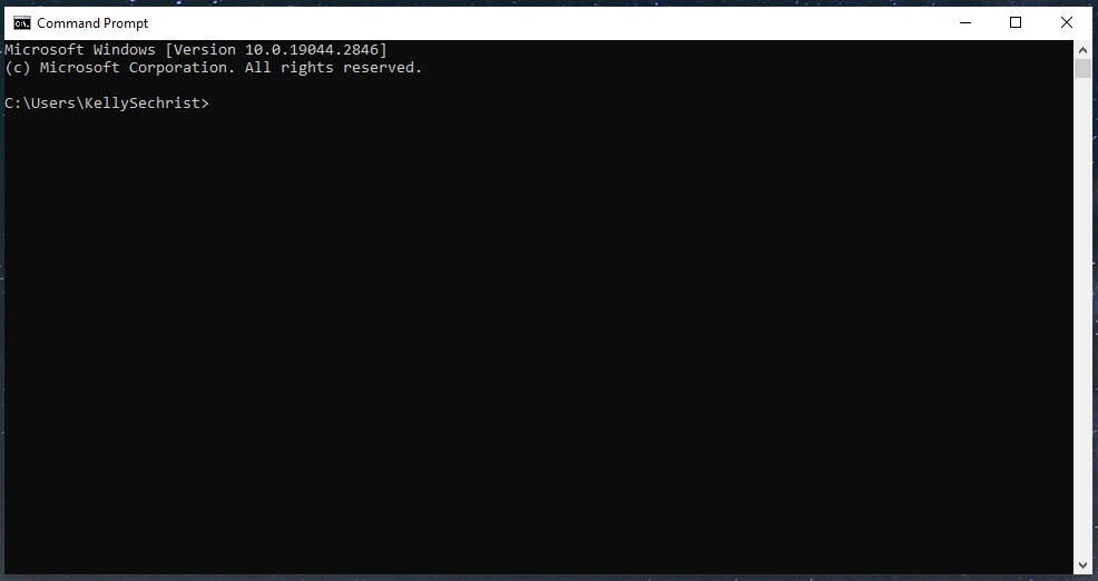Screenshot of example Windows Command Prompt