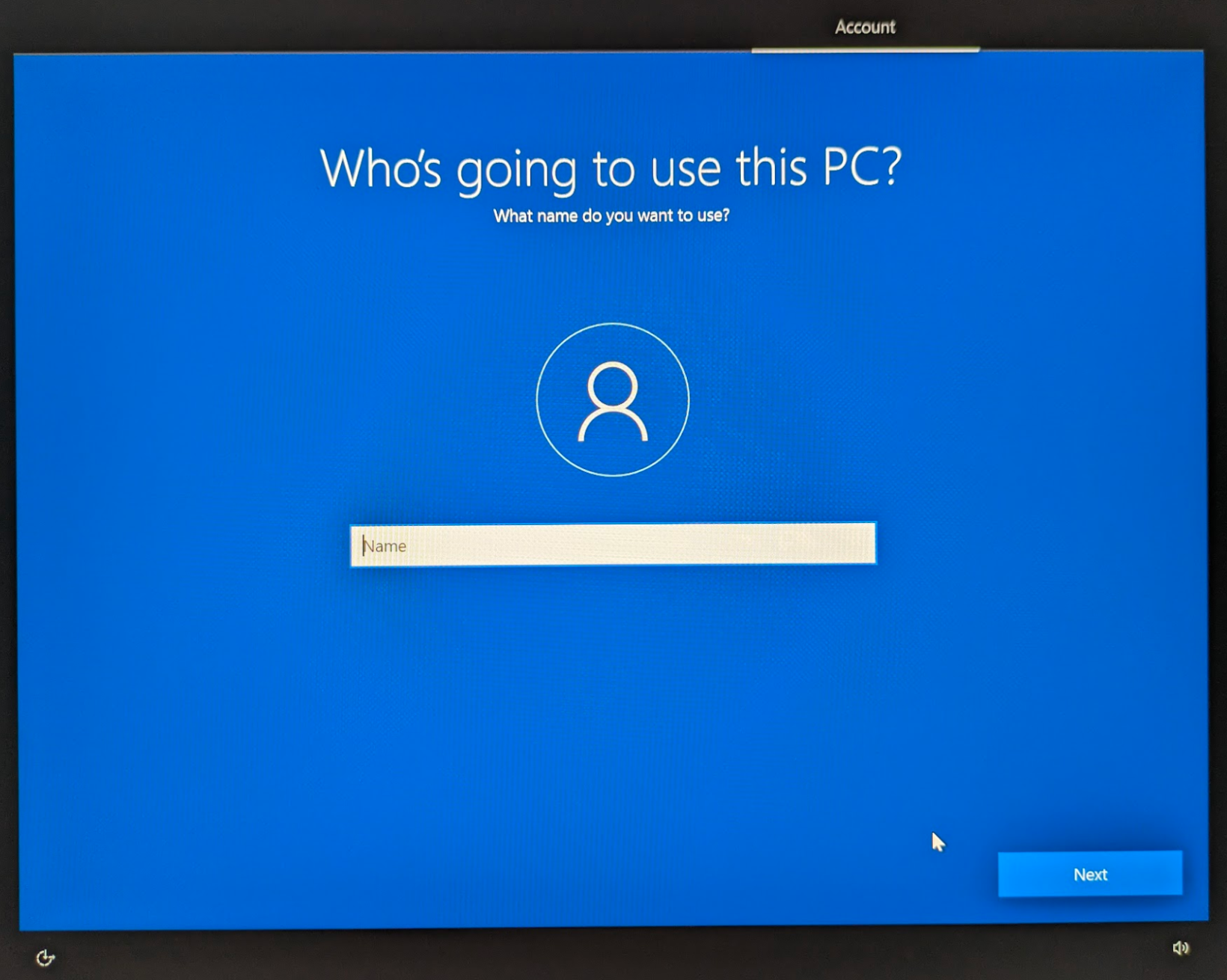 Creating Windows admin account name on Windows OS install "Who’s going to use this PC?" screen