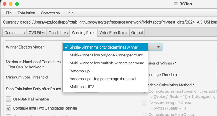 Winner Election Mode Dropdown