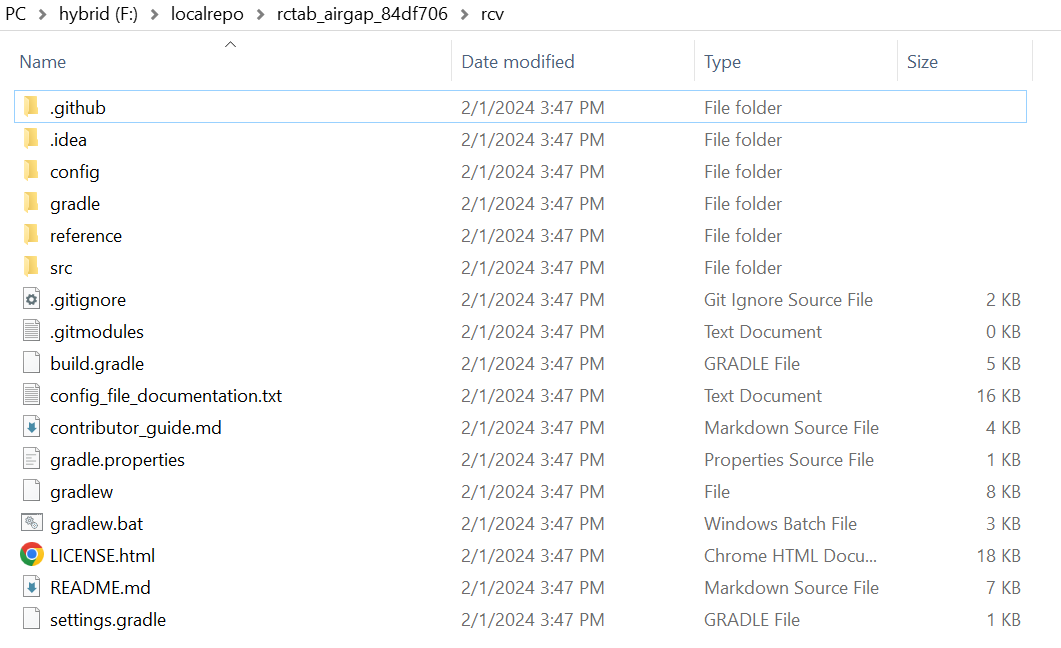 Screenshot of RCTab root-directory example in the Window's file manager