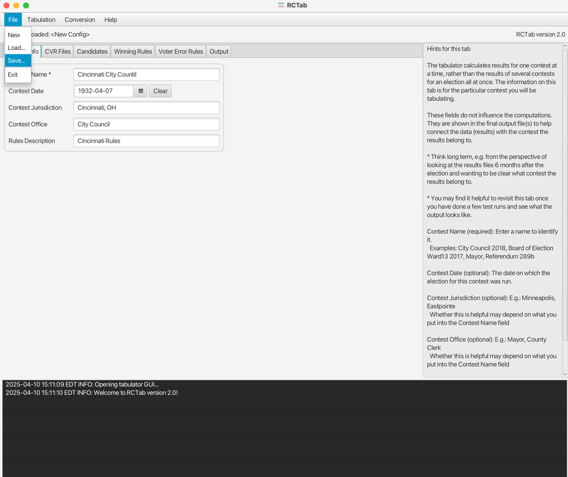 Configuration Save Dropdown