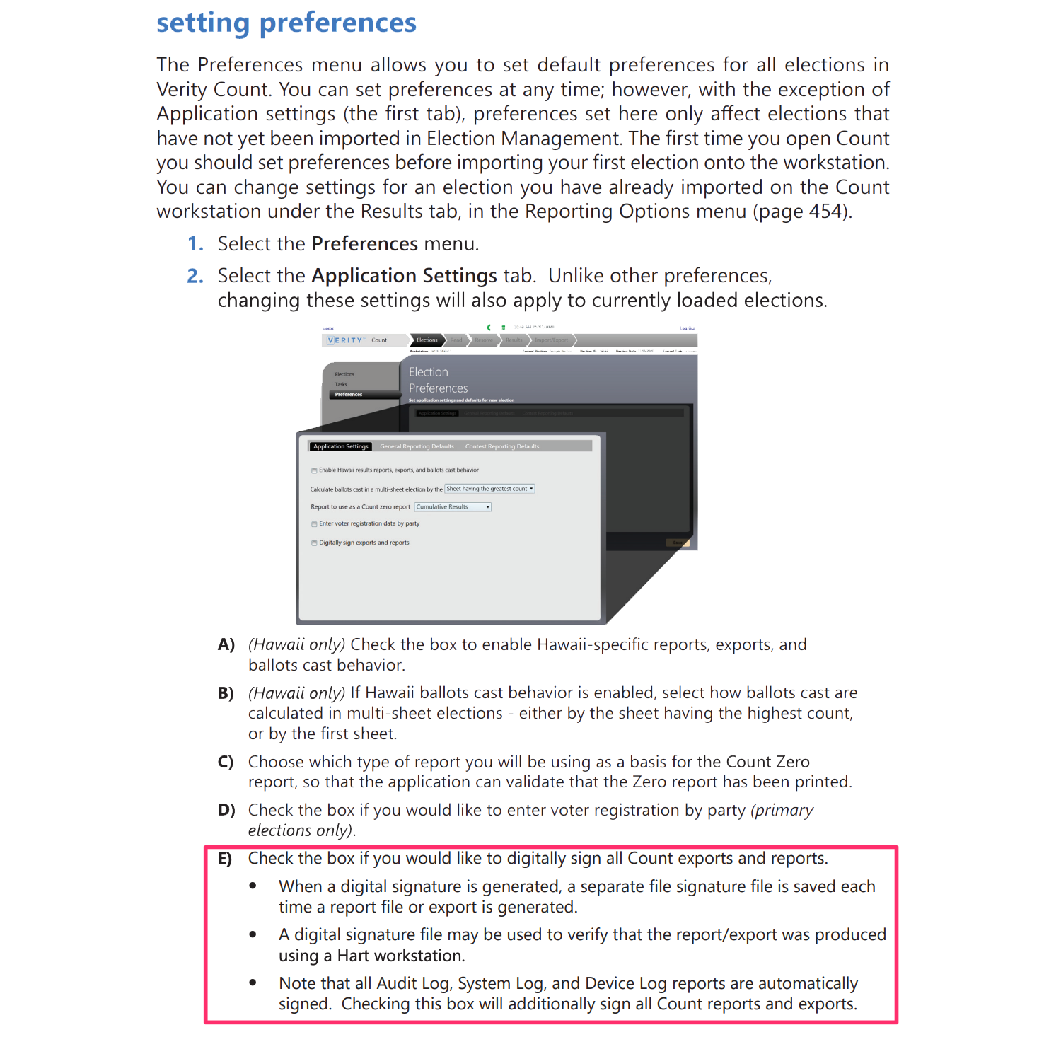 An explainer page on how to use the HART system's preferences menu