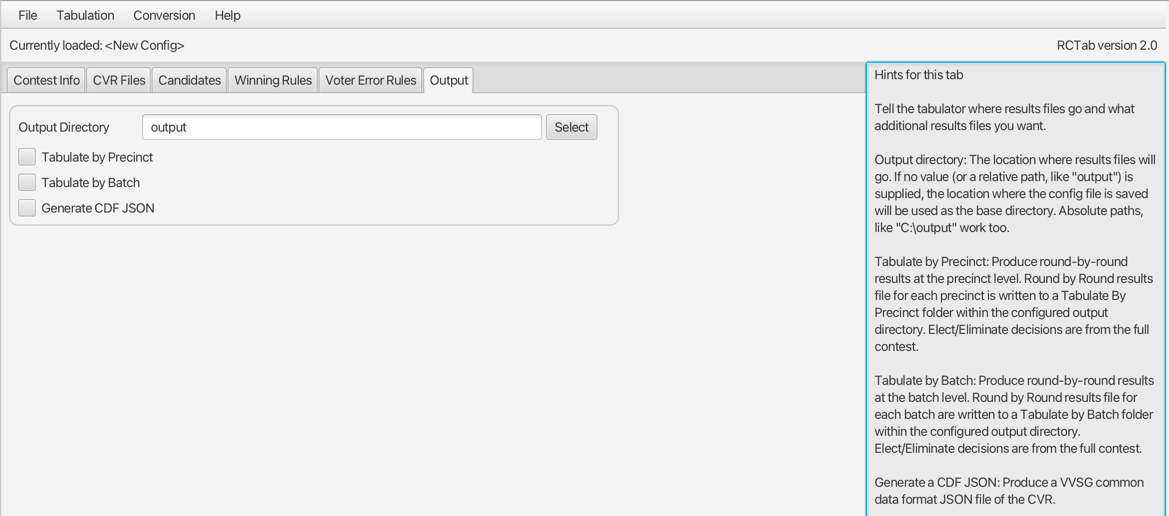Output Tab