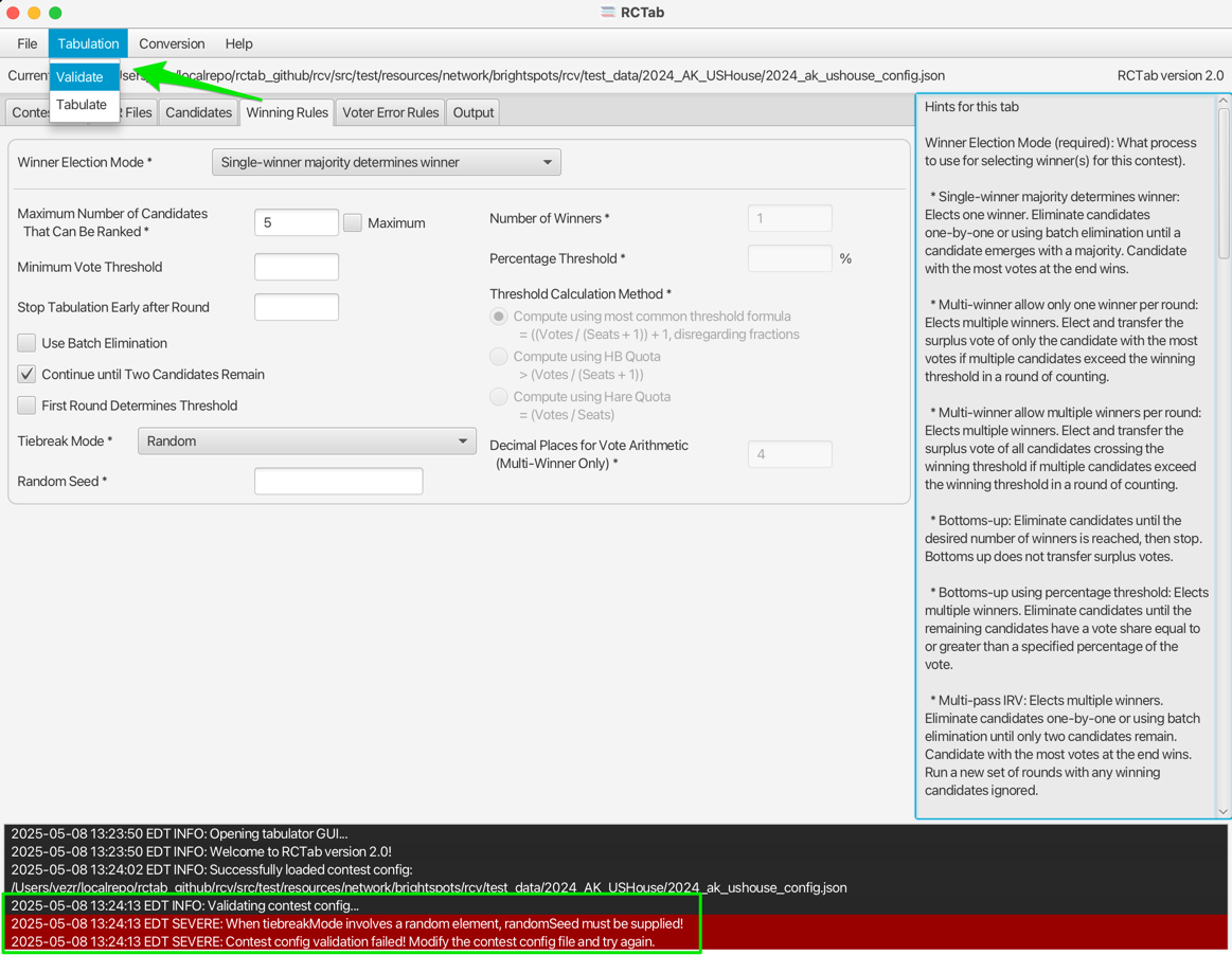 Tabulation - Validate